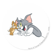Tom and Jerry Best Buds Round Stickers