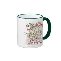 Tom and Jerry Pink and Green Coffee Mugs
