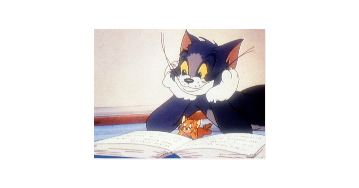 Tom And Jerry Read A Book Postcard Zazzle