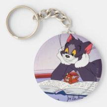 Tom And Jerry Reading Book Autographed Key Chain