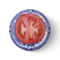 Tomato and Willow Pattern Plate Badge. buttons