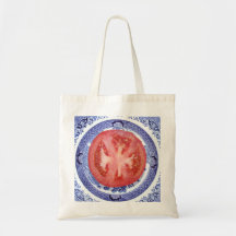 Tomato and Willow Pattern Plate. Canvas Bag