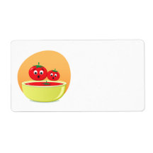 Tomato falling into tomato soup blank labels