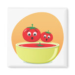 Tomato falling into tomato soup cute fridge magnet