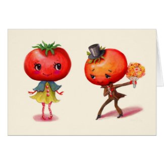 Tomato kitschy Cute Couple Kitchen Greeting Card