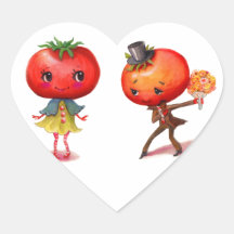 Tomato kitschy Cute Couple Kitchen Heart Stickers