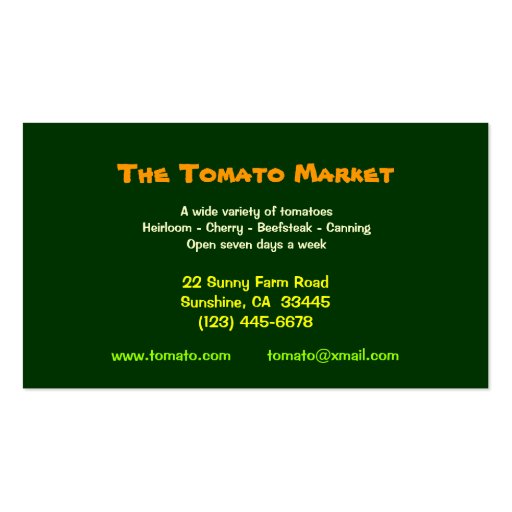 Tomato Market Business Cards (back side)