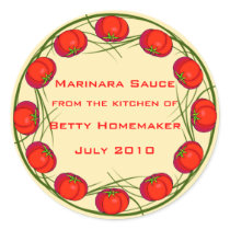 Tomato Sauce or Marinara Sauce Labels Round Stickers