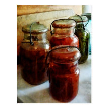 Tomatoes and String Beans in Canning Jars Postcard