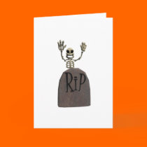 tombstone and skeleton design cards