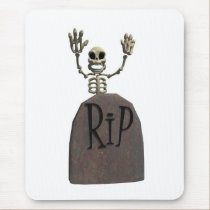 tombstone and skeleton design mousepads