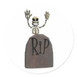 tombstone and skeleton design sticker