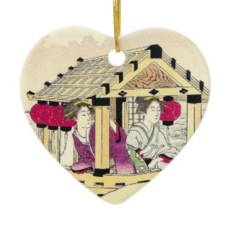 Tomioka Eisen in a pleasure boat japanese ladies Christmas Tree Ornament