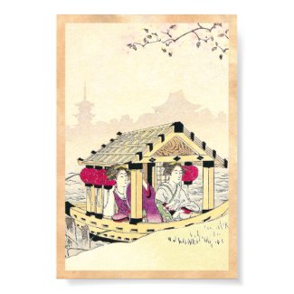 Tomioka Eisen in a pleasure boat japanese ladies Poster