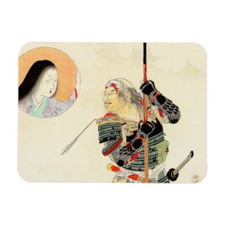 Tomioka Eisen Samurai Warrior Classic japanese art Rectangle Magnets