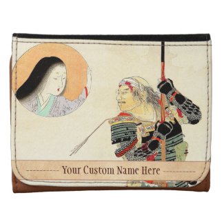 Tomioka Eisen Samurai Warrior Classic japanese art Leather Tri-fold Wallet