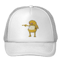 tommy tummy inside lumpy monster yellow orange trucker hat