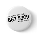 Tommy Tutone 867 5309 buttons by Zerotees Tommy Tutone 867 5309 buttons