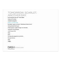 Tomorrow. Scarlet. Another day. Postcards