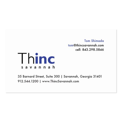 Tom's Business Card ThincSavannah (front side)