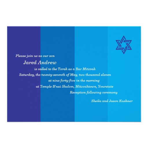 Tonal Blue Bar Mitzvah Invitation