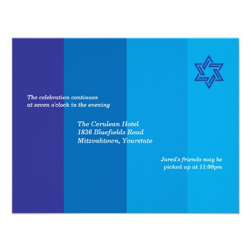 Tonal Blue Bar Mitzvah Reception Invitation
