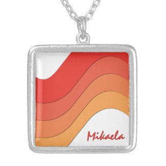 Tonal Wave Orange Striped Custom Personalized Pendant