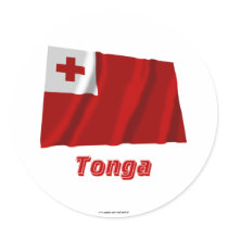 Tonga Waving Flag with Name Stickers