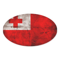 Tongan Flag Oval Stickers