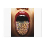 tongue tattoo design postcard