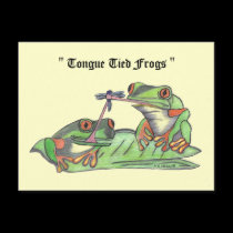 " Tongue Tied Frogs " Postcard