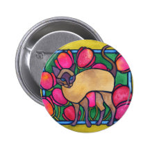 Tonkinese and Tulips Button
