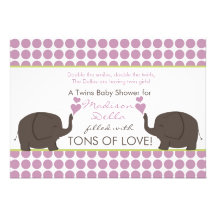 Tons Of Love Girl Twins Baby Shower Invitations
