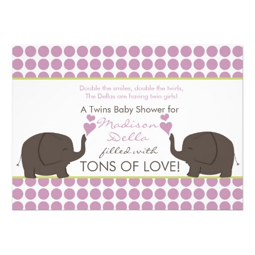 Tons Of Love Girl Twins Baby Shower Invitations