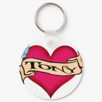 Tony - Custom Heart Tattoo T-shirts & Gifts keychains