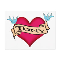 Tony - Custom Heart Tattoo T-shirts & Gifts postcards by customtattoogifts Tony - Custom Heart Tattoo T-shirts & Gifts postcards