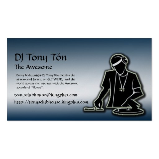 Tony's Clubhouse Business Card Template (front side)
