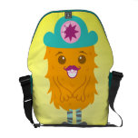 Too adorable orange monster with a hat messenger bags