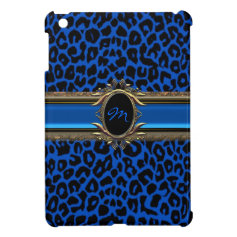 Too Blue Leopard Monogram iPad Mini Case