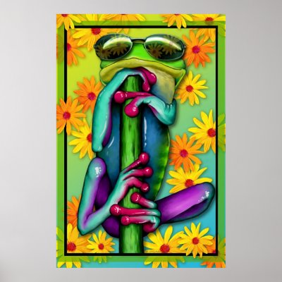 Too Cool Daisy Frog Poster by LaureFCarlisle