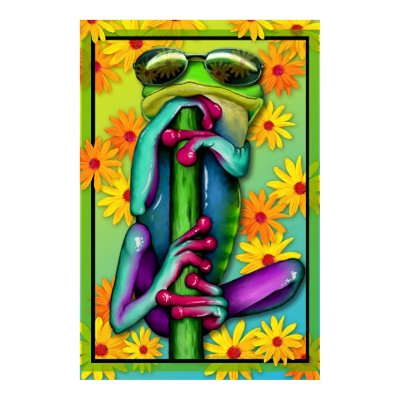 Too Cool Daisy Frog Poster by LaureFCarlisle