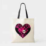 Too cute goth punk zebra heart fuschia black skull bag