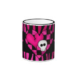Too cute goth punk zebra heart fuschia black skull mug