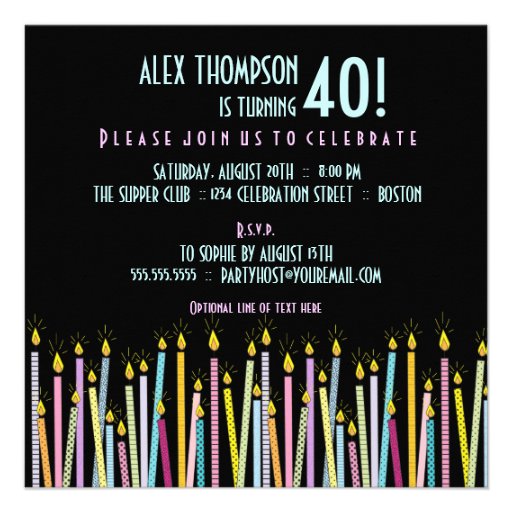 Too Many Candles!  Birthday Party Invitation