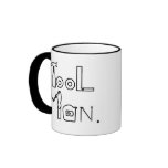 Tool Man spelled with drawing of tools, mug mugs