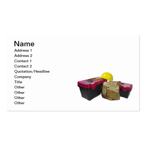 Toolboxes Tool Belt Hard Hat Business Card Templates (front side)
