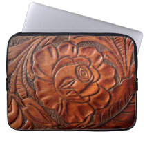 Tooled Leather Laptop Sleeve 13 Inch