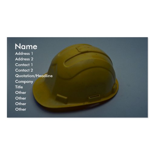 Tools of Trade- Hard hat Business Card Templates (front side)