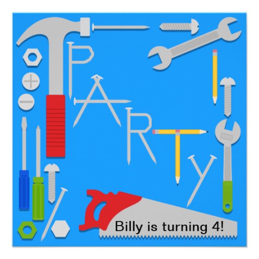 Tools Workshop Birthday Party Invitation
