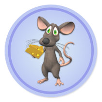 Toon Mouse With Cheese Sticker